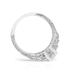 18ct White Gold Vintage Style Asscher Stepped Down Diamond Ring
