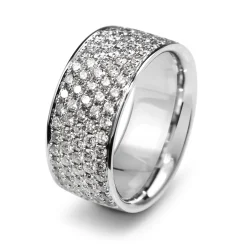 18ct White Gold Wide Pavé Diamond Band Ring