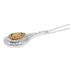 18ct White Gold Yellow and White Diamond Pear Shaped Necklace