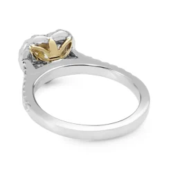 18ct White Gold Yellow Heart Diamond Halo Ring
