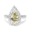 18ct White Gold Yellow Pear Diamond Halo Ring