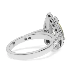 18ct White Gold Yellow Pear Diamond Halo Ring