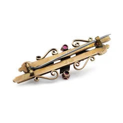 9ct Yellow / Rose Gold Antique Opal and Red Paste Brooch