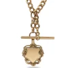 9ct Yellow and Rose Gold Antique Fob Chain Necklace with Shield