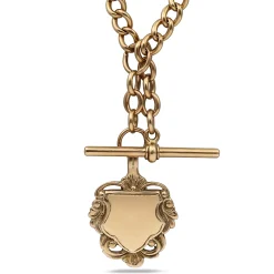 9ct Yellow and Rose Gold Antique Fob Chain Necklace with Shield