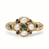 9ct Yellow and Rose Gold Amethyst, Emerald and Pearl Suffragette Ring