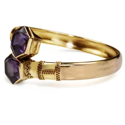 15ct Yellow and Rose Gold Amethyst Moi et Toi Crossover Bangle