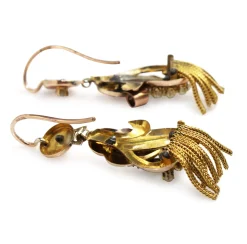 15ct Yellow and Rose Gold Antique Pearl and Tassel Earrings