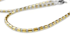 18ct Yellow and White Fancy Link Necklace with Heart Clasp