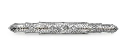 14ct Yellow and White Gold Filigree Art Deco Old Cut Diamond Brooch