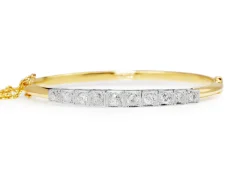 18ct Yellow and White Gold Antique Old Cut Diamond Bangle