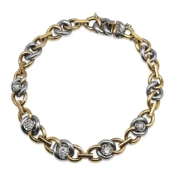 18ct Yellow and White Gold Antique French Bracelet with Old Cut Diamonds