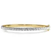 9ct Yellow and White Gold 3.05ct Hinged Diamond Bangle