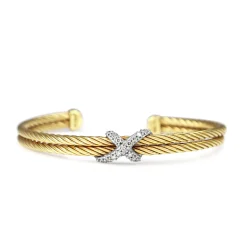 18ct Yellow and White Gold Diamond Bangle
