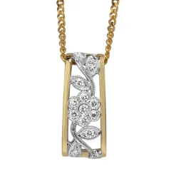 9ct Yellow and White Gold Diamond Daisy Necklace
