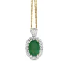 14ct Yellow and White Gold Emerald and Diamond Daisy Style Necklace