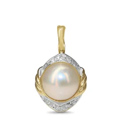 14ct Yellow and White Gold Mabé Pearl and Diamond Enhancer Pendant
