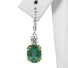 18ct Yellow and White Gold Emerald and Diamond Drop Earrings