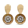 18ct Yellow and White Gold Vintage Old Cut Diamond Daisy Earrings