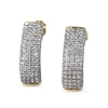 14ct Yellow and White Gold Pavé Half Hoop Diamond Earrings