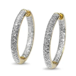 14ct Yellow and White Gold Diamond Pavè Hoop Earrings