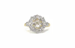 18ct Yellow and White Gold Old Cut Daisy Ring
