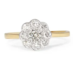 9ct Yellow and White Gold Diamond Daisy Ring