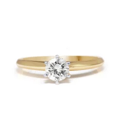 18ct Yellow and White Gold Solitaire Diamond Ring