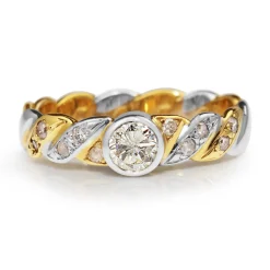 18ct Yellow and White Gold Diamond Twist Ring