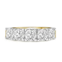 18ct Yellow and White Gold 5 Stone Diamond Ring