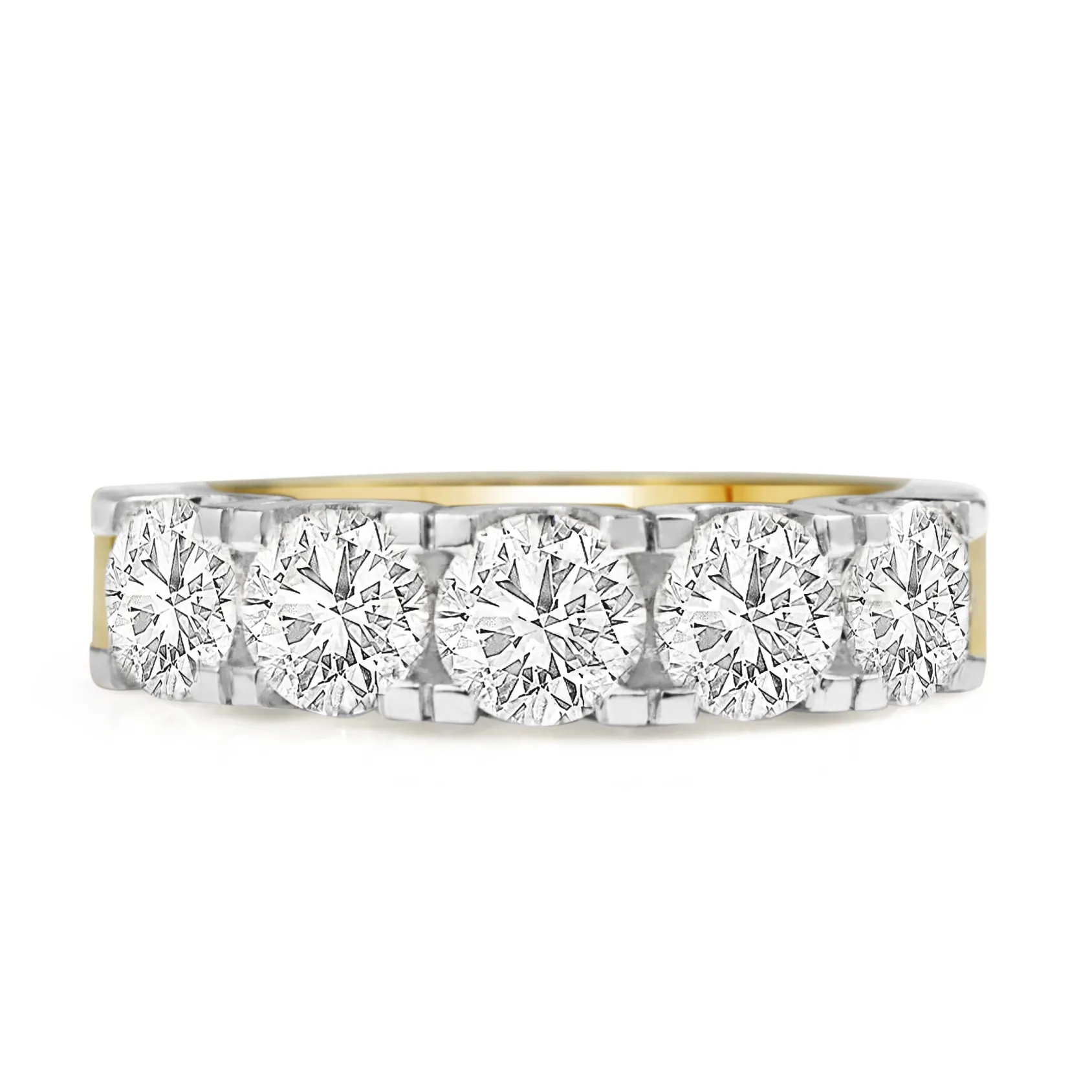 18ct Yellow and White Gold 5 Stone Diamond Ring