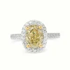 18ct Yellow and White Gold Fancy Yellow Oval Diamond Ring