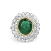 18ct Yellow and White Gold Emerald and Diamond Double Halo Ring