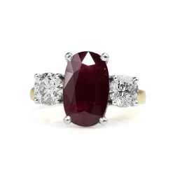 18ct Yellow and White Gold Natural Ruby and Diamond Ring