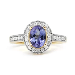 10ct Yellow and White Gold Tanzanite and Diamond Ring