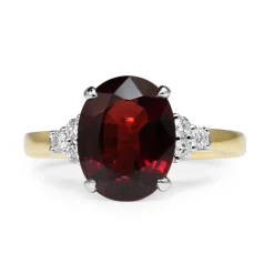 18ct Yellow and White Gold Garnet and Diamond Ring