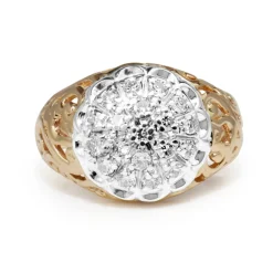 14ct Yellow and White Gold Vintage Diamond Cluster Ring