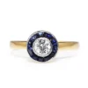 18ct Yellow and White Gold Art Deco Sapphire and Diamond 'Target' Ring