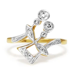 18ct Yellow and White Gold Art Nouveau Old Cut Diamond Ring