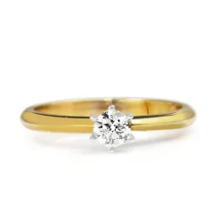 9ct Yellow and White Gold Diamond Solitaire Ring