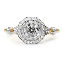 18ct Yellow and White Gold Vintage Style Diamond Ring