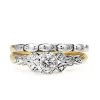 18ct Yellow and White Gold Vintage Diamond Solitaire Ring With Matching Band - Ring Set