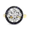 18ct Yellow and White Gold Art Deco Old Cut Diamond and Sapphire Ring