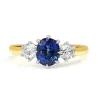 18ct Yellow and White Gold Cornflower Blue Sapphire and Old Cut Diamond Ring
