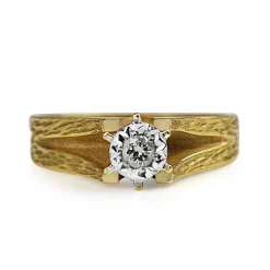 18ct Yellow and White Gold Illusion Set Diamond Solitaire Ring