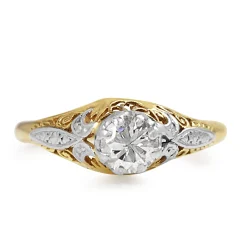 18ct Yellow and White Gold Antique Diamond Solitaire Ring