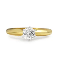 18ct Yellow and White Gold Diamond Solitaire Ring