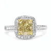 18ct Yellow and White Gold Cushion Halo Diamond Ring