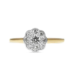 9ct Yellow and White Gold Diamond Daisy Ring