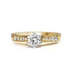 18ct Yellow and White Gold Diamond Solitaire Ring